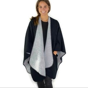 Black & Gray Horse Blanket Style Wrap / Cape Super Soft Fleece